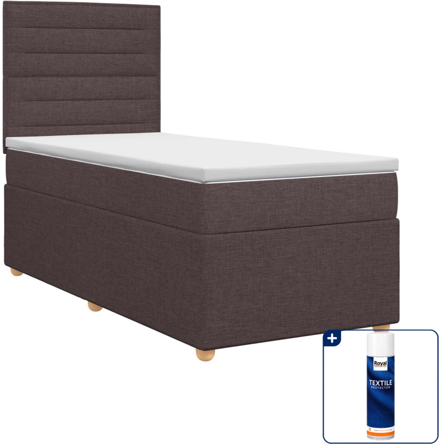 vidaXL boxspringbed met matras - 90 x 200 cm - donkerbruin - Inclusief textielbeschermer 500 ml