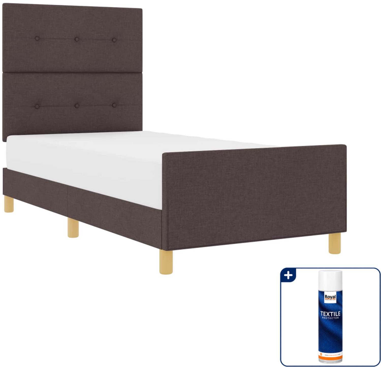 vidaXL Bedframe - 100 x 200 cm - donkerbruin - Inclusief textielbeschermer 500 ml Wit