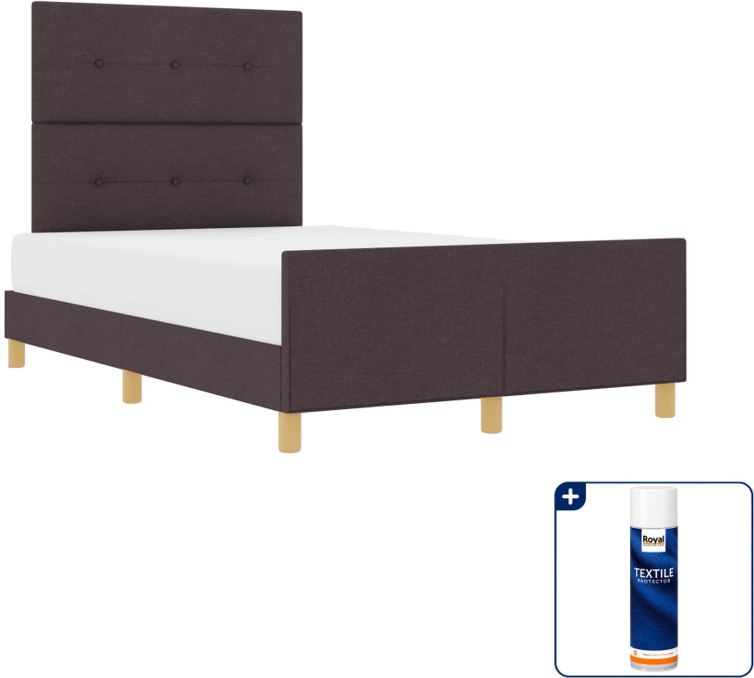 vidaXL bedframe - 120 x 190 cm - donkerbruin - Inclusief textielbeschermer 500 ml Zwart