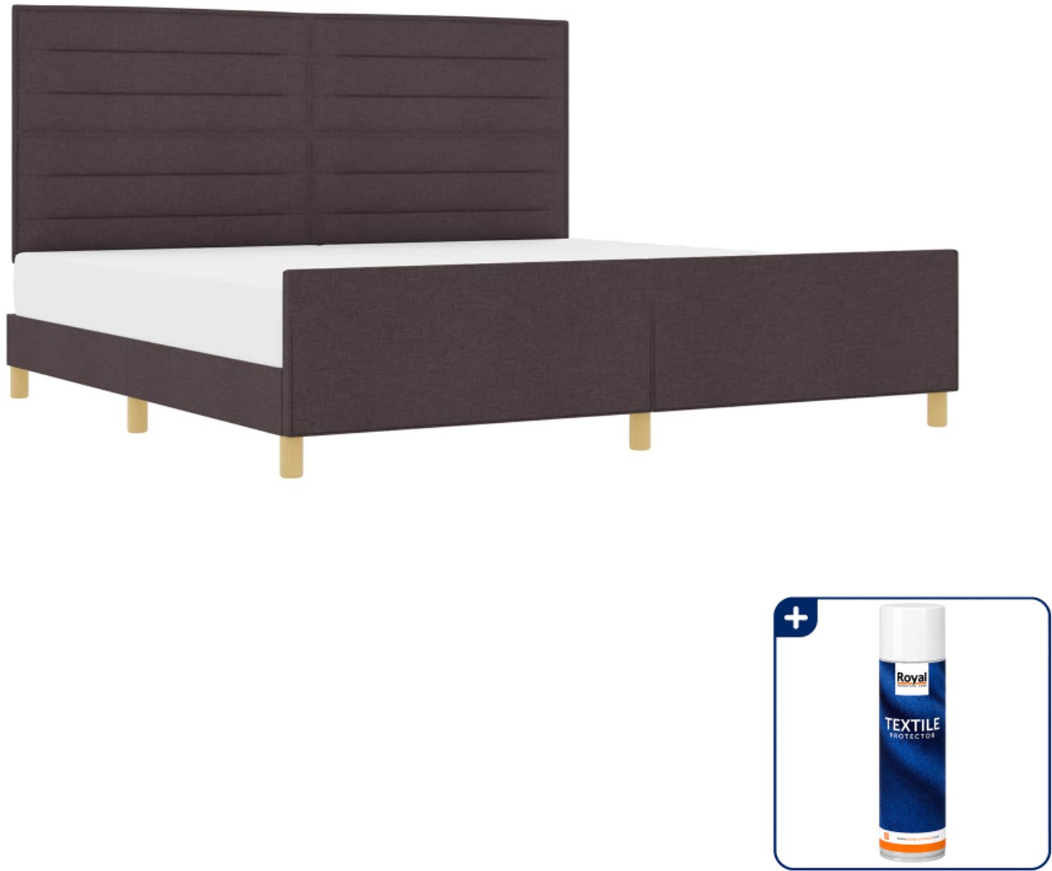 vidaXL Bedframe - 200 x 200 cm - donkerbruin - Inclusief textielbeschermer 500 ml