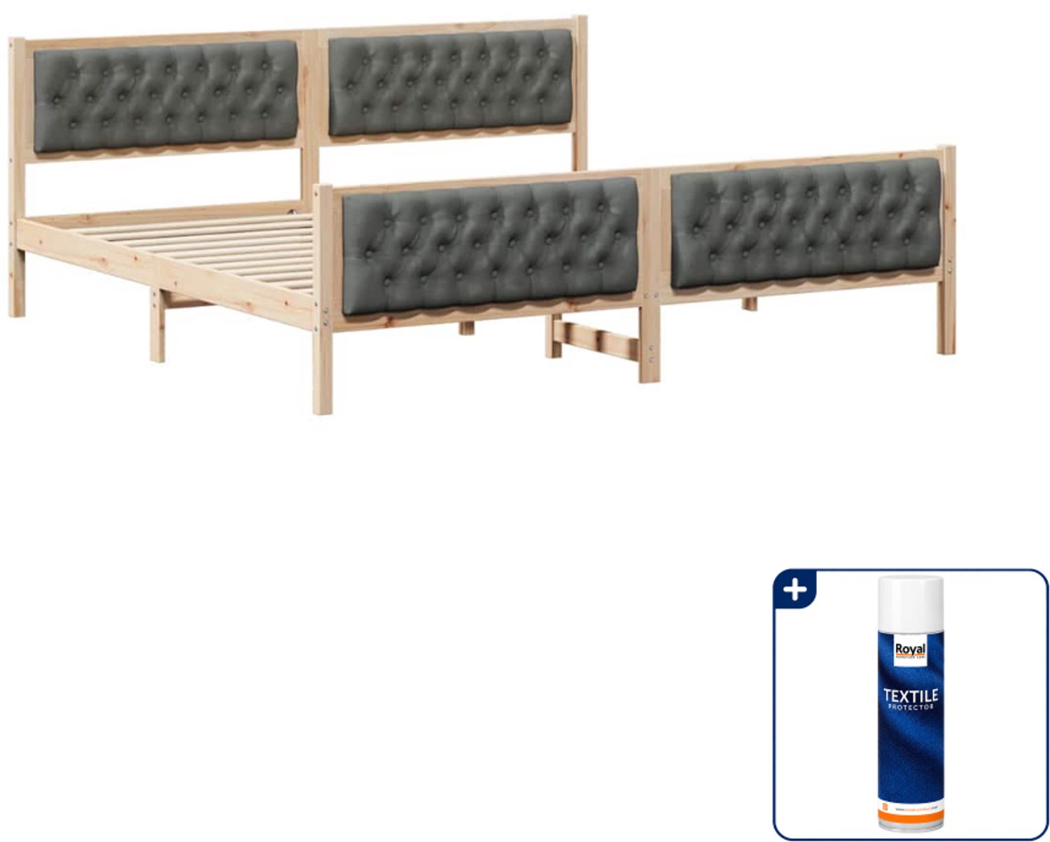 vidaXL Bedframe - 200 x 200 cm - donkergrijs - Inclusief textielbeschermer 500 ml Bruin