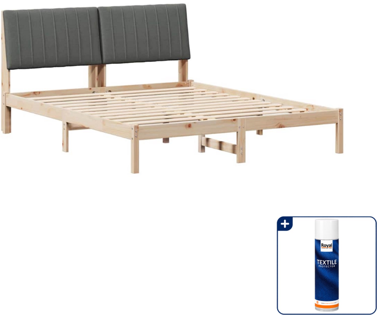 vidaXL bedframe met hoofdeinde - queensize 160 x 200 cm - bruin - Inclusief textielbeschermer 500 ml