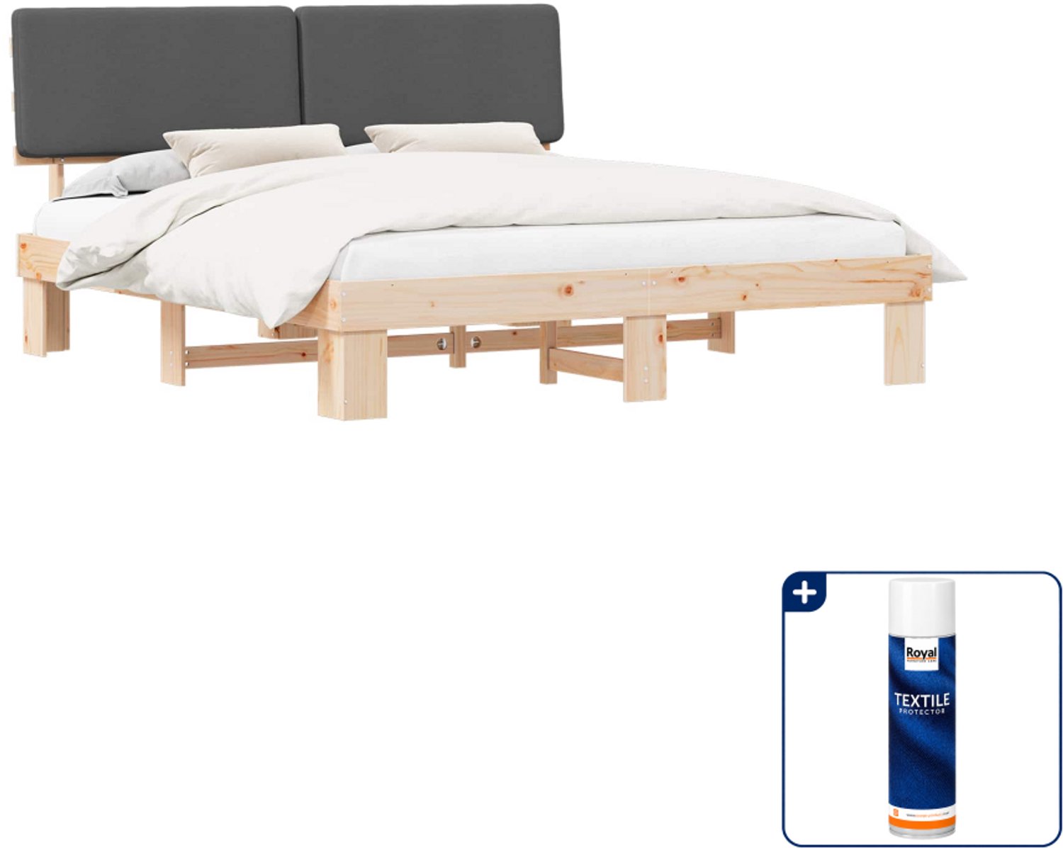 vidaXL bedframe - 200 x 200 cm - donkergrijs - Inclusief textielbeschermer 500 ml Taupe