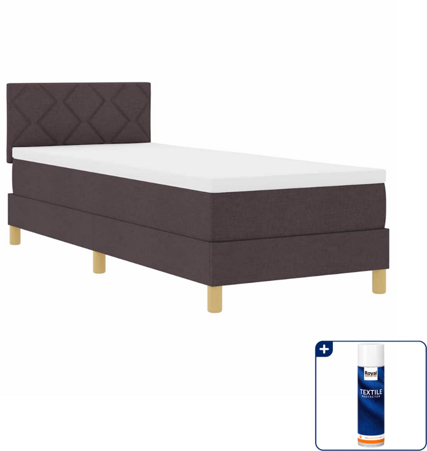 vidaXL led boxspringbed - 80 x 200 cm - donkerbruin - Inclusief textielbeschermer 500 ml