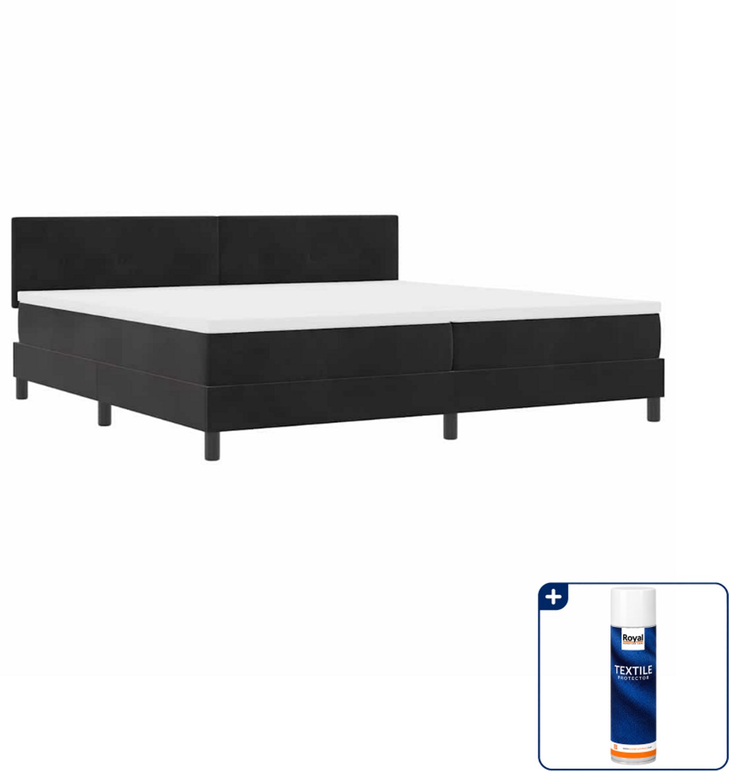 vidaXL LED boxspring - 200 x 200 cm - zwart - Inclusief textielbeschermer 500 ml
