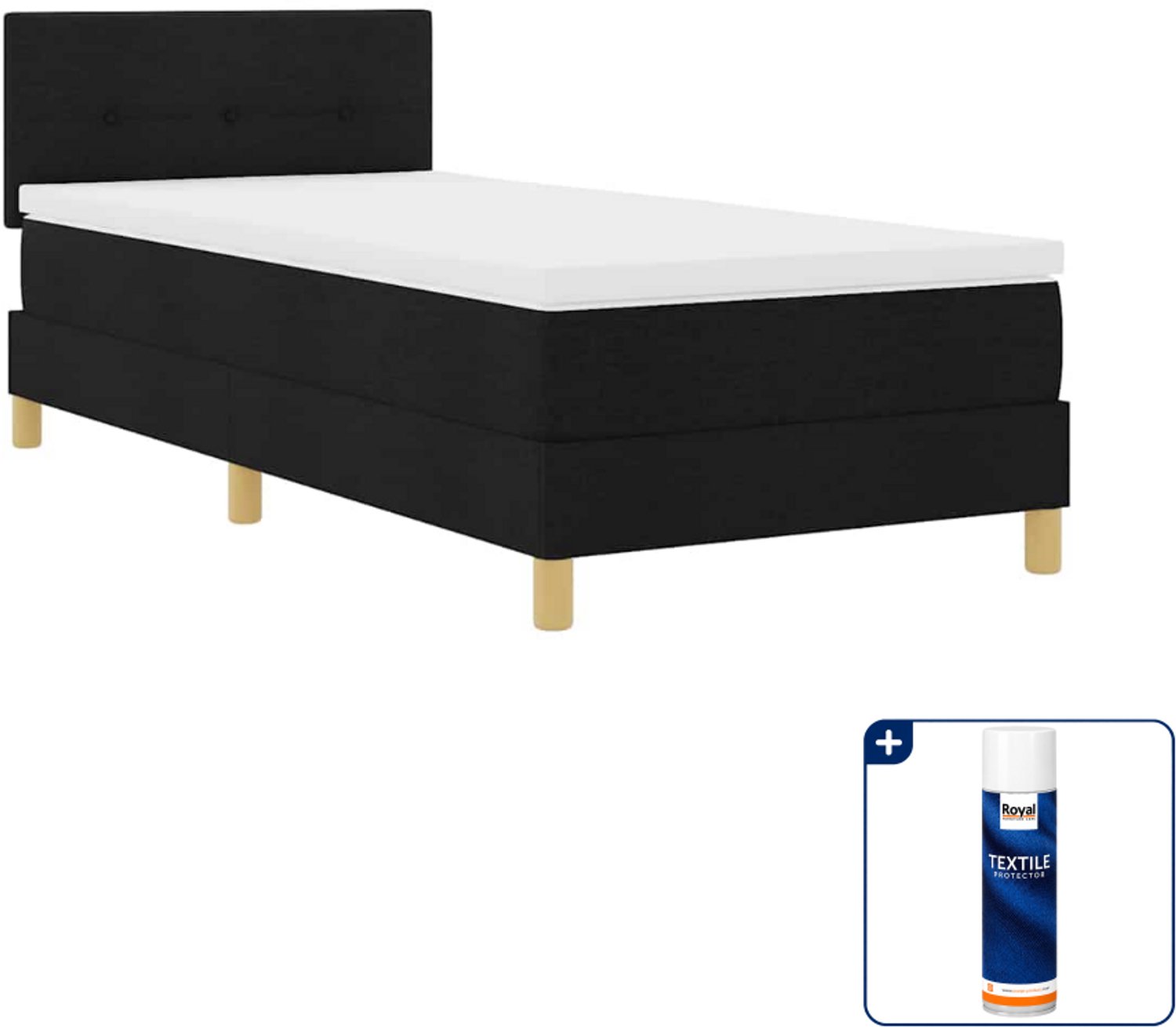 vidaXL LED boxspring - 100 x 200 cm - zwart - Inclusief textielbeschermer 500 ml