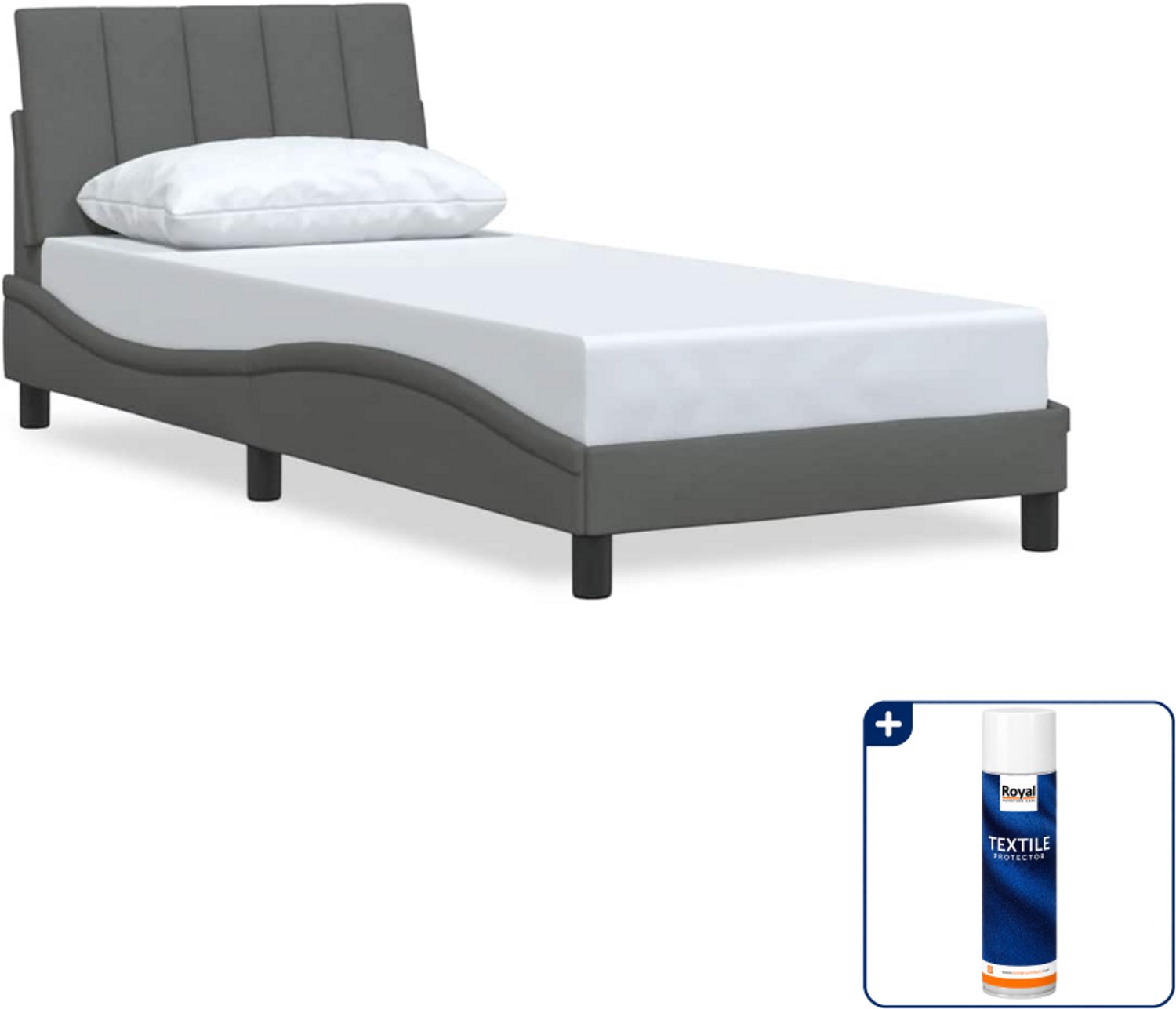 vidaXL bedframe Hanko - 90 x 190 cm - stof - donkergrijs - Inclusief textielbeschermer 500 ml