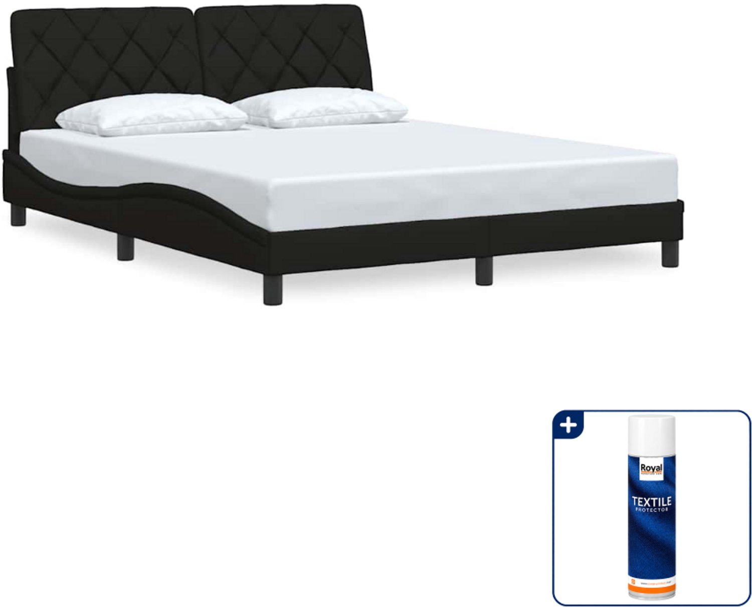 vidaXL Bedframe - Queensize - 160 x 200 cm - zwart - Inclusief textielbeschermer 500 ml