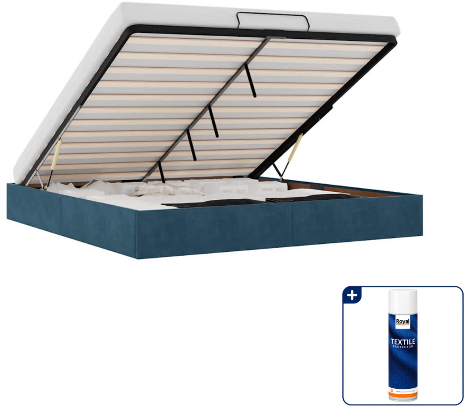 vidaXL Kingsize bedframe - 180 x 200 cm - fluweel - donkerblauw - Inclusief textielbeschermer 500 ml Crème