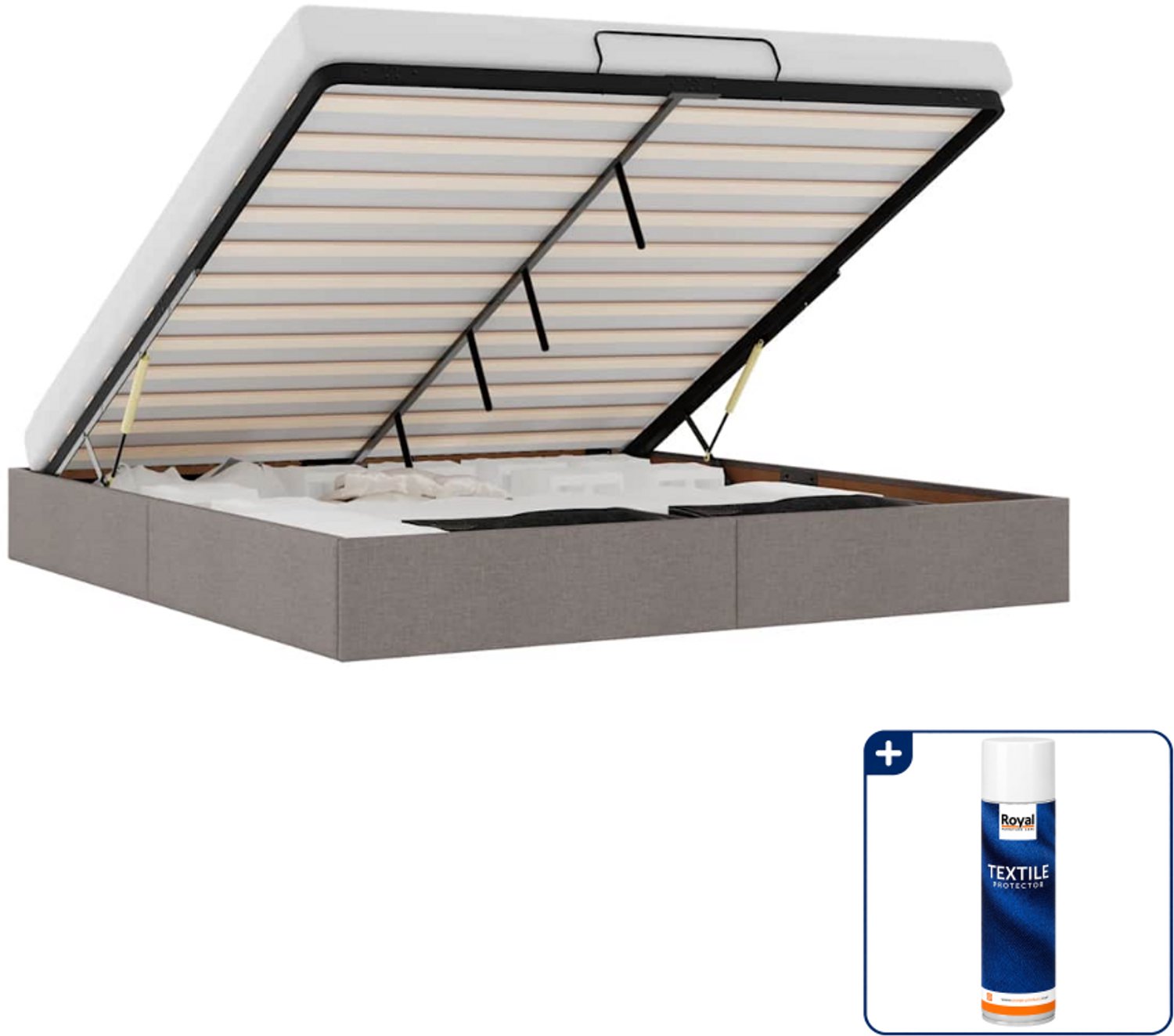 vidaXL bedframe - 200 x 200 cm - stof - taupe - Inclusief textielbeschermer 500 ml Blauw