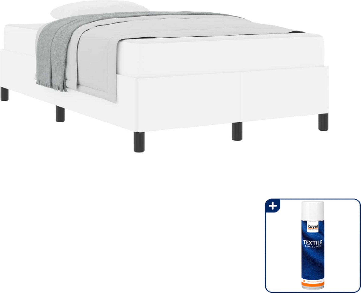 vidaXL bed met matras - 120 x 200 cm - stof - wit - Inclusief textielbeschermer 500 ml Bruin