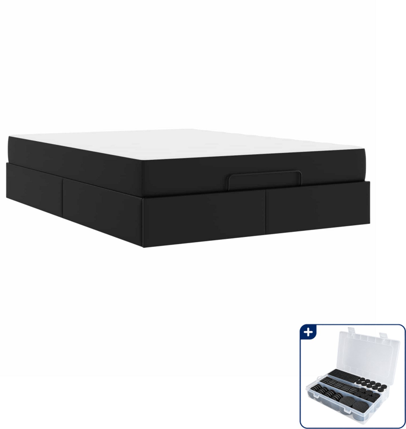 vidaXL Bedframe met matras - 160 x 200 cm - Queensize - Zwart - Inclusief antikrasvilt 177-delig Bruin