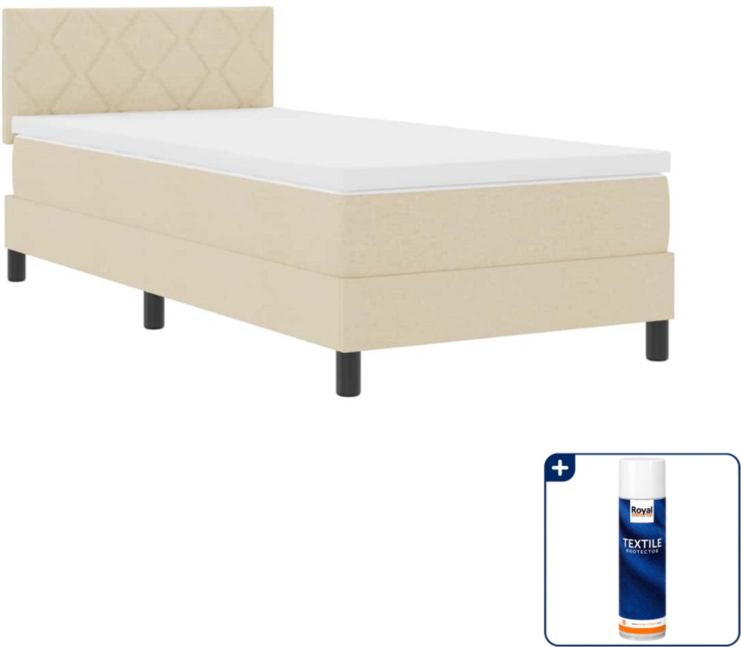 vidaXL boxspring - 100 x 200 cm - crème - Inclusief textielbeschermer 500 ml