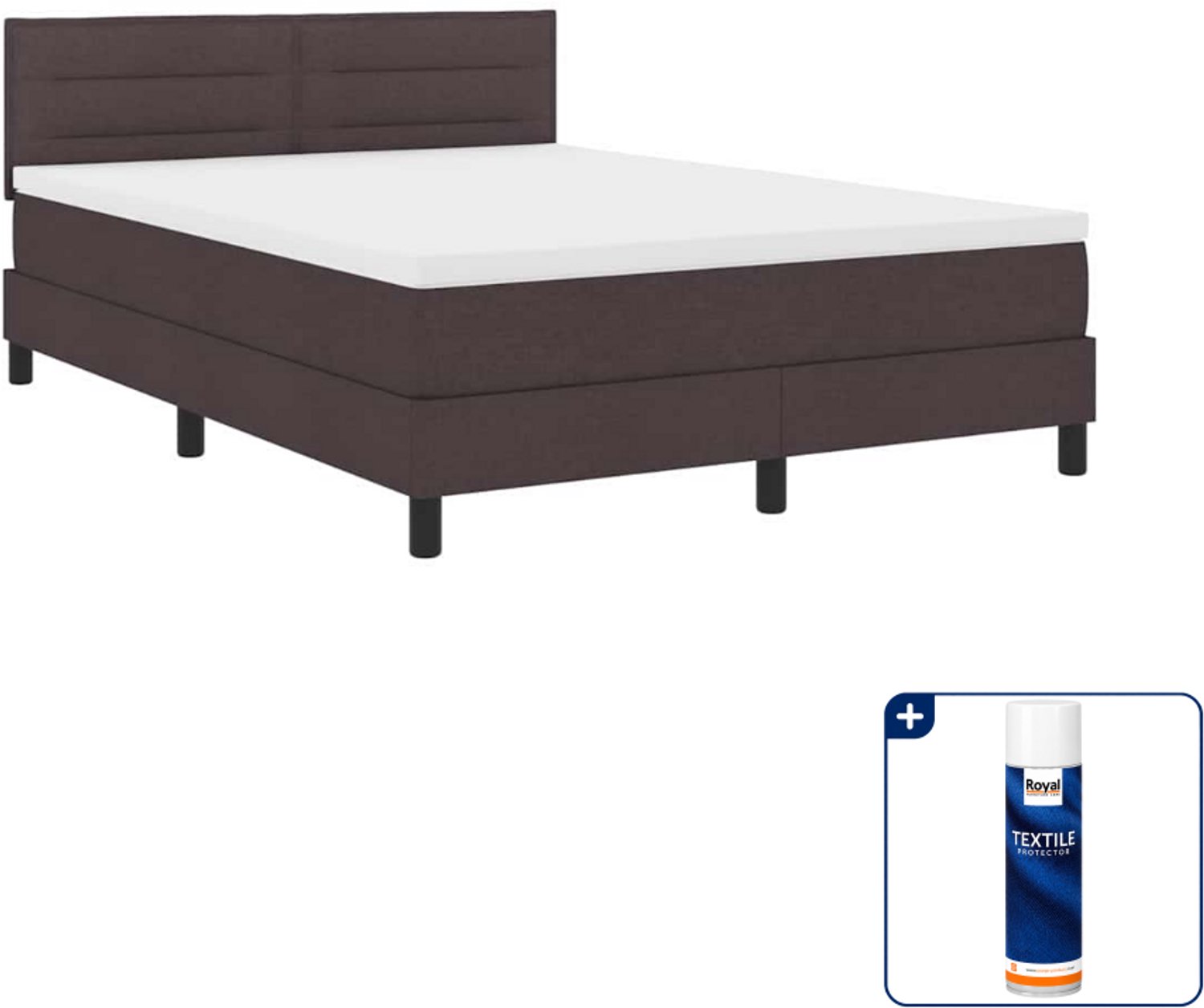 vidaXL boxspring - queensize - 160 x 200 cm - donkerbruin - Inclusief textielbeschermer 500 ml
