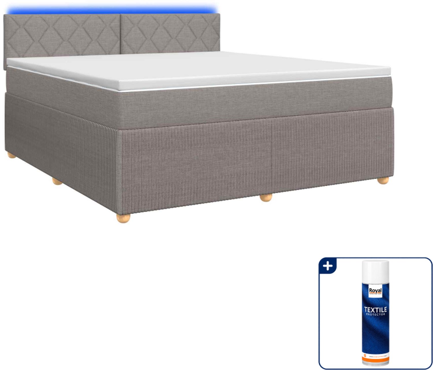 vidaXL Kingsize boxspringbed met matras - 180 x 200 cm - taupe - Inclusief textielbeschermer 500 ml