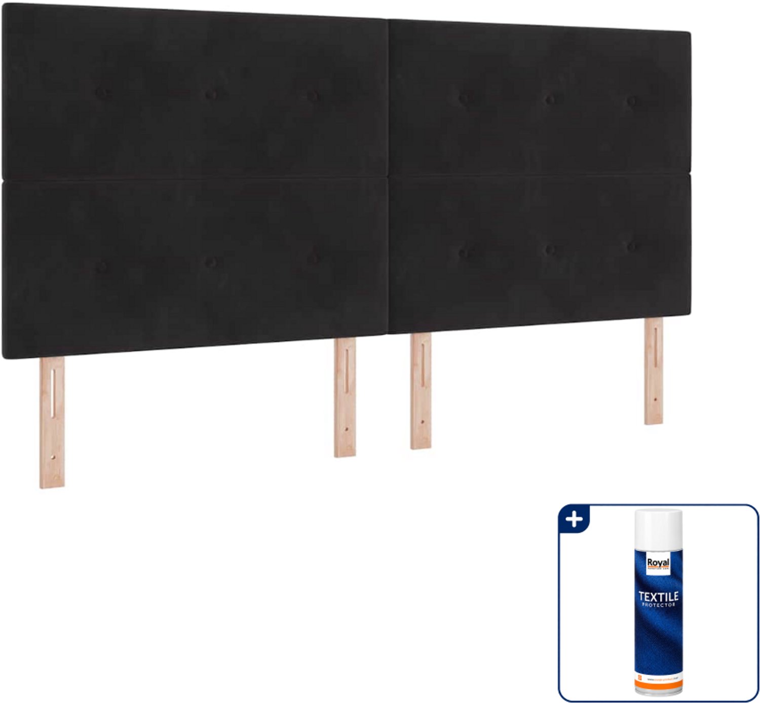 vidaXL led boxspring - 200 x 200 cm - zwart - Inclusief textielbeschermer 500 ml