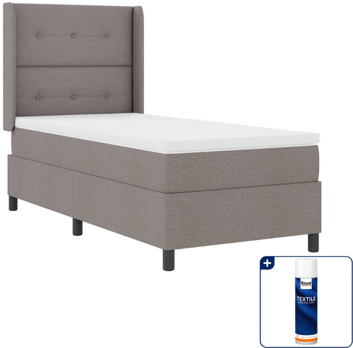 vidaXL boxspring met matras - 80 x 200 cm - taupe - Inclusief textielbeschermer 500 ml