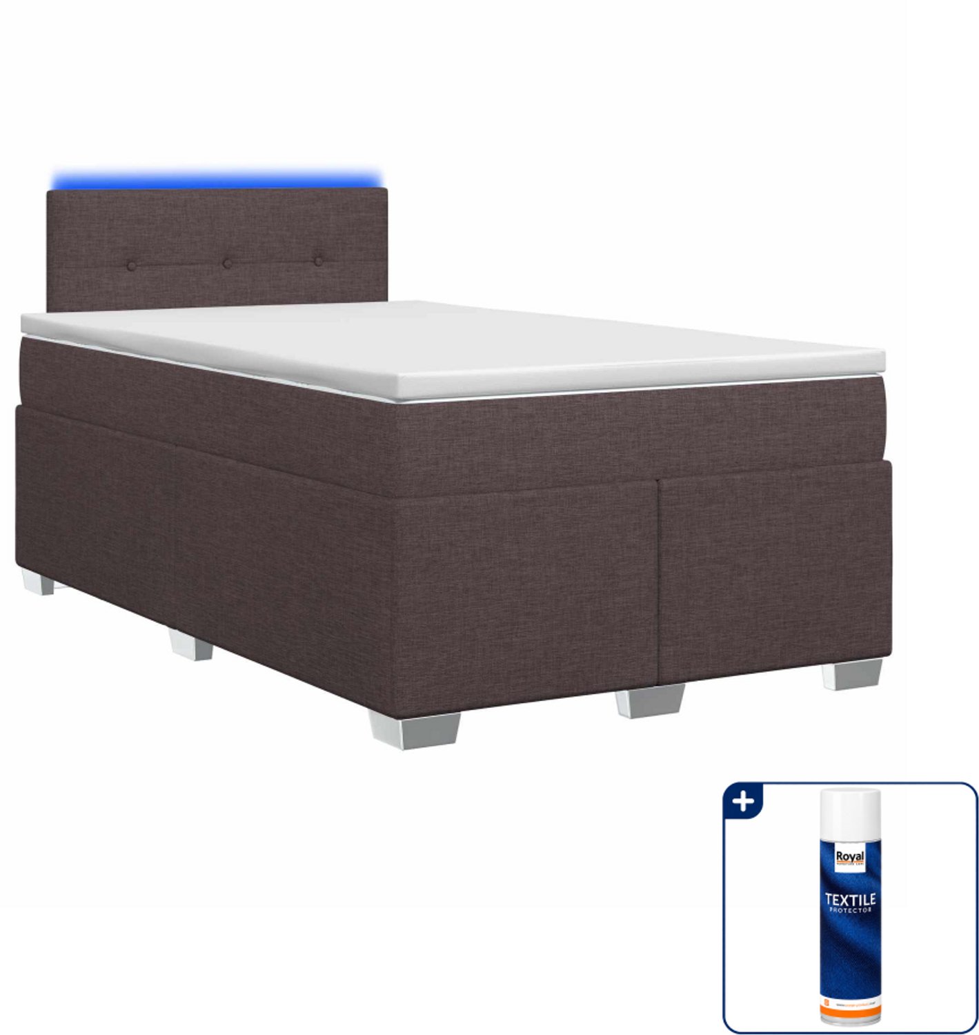 vidaXL boxspring - 120 x 190 cm - donkerbruin - Inclusief textielbeschermer 500 ml