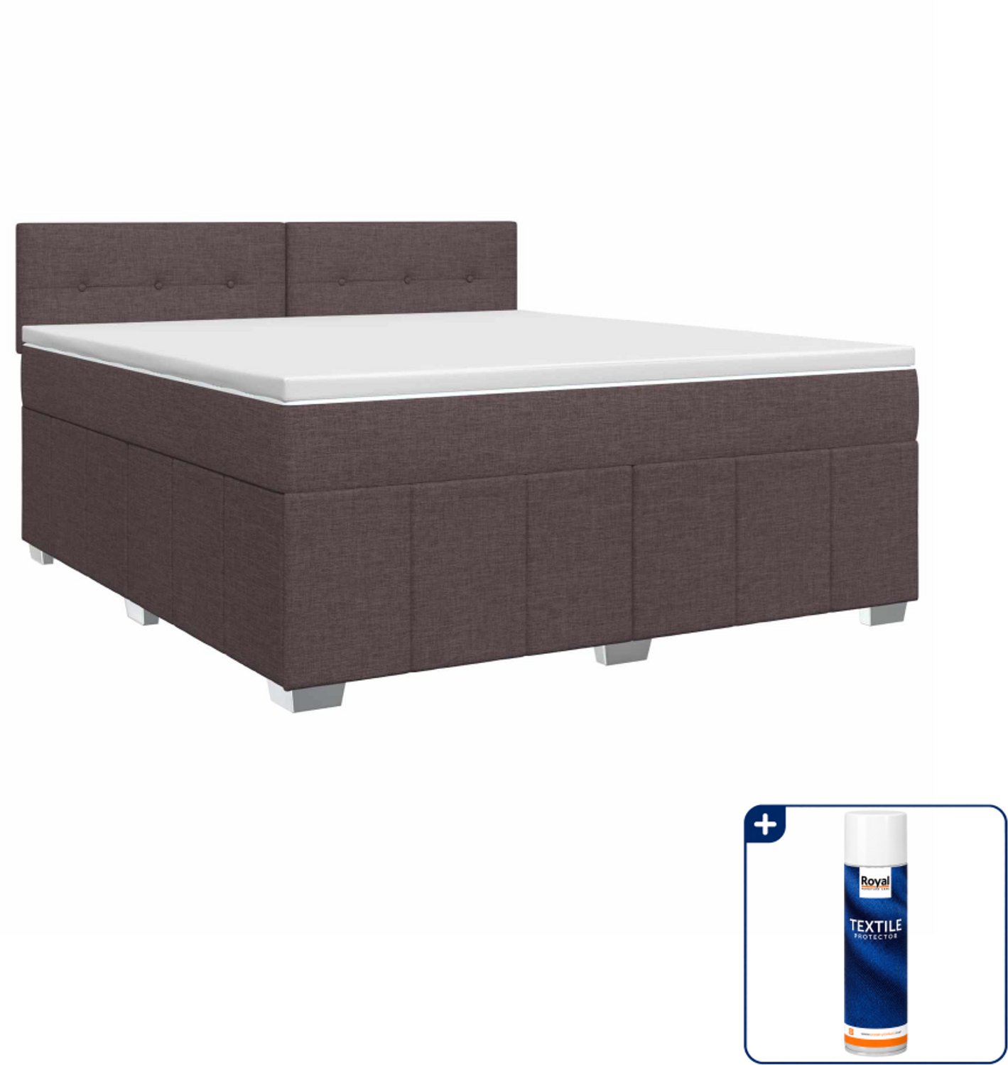 vidaXL Boxspringbed - Small double - 140 x 200 cm - donkerbruin - Inclusief textielbeschermer 500 ml
