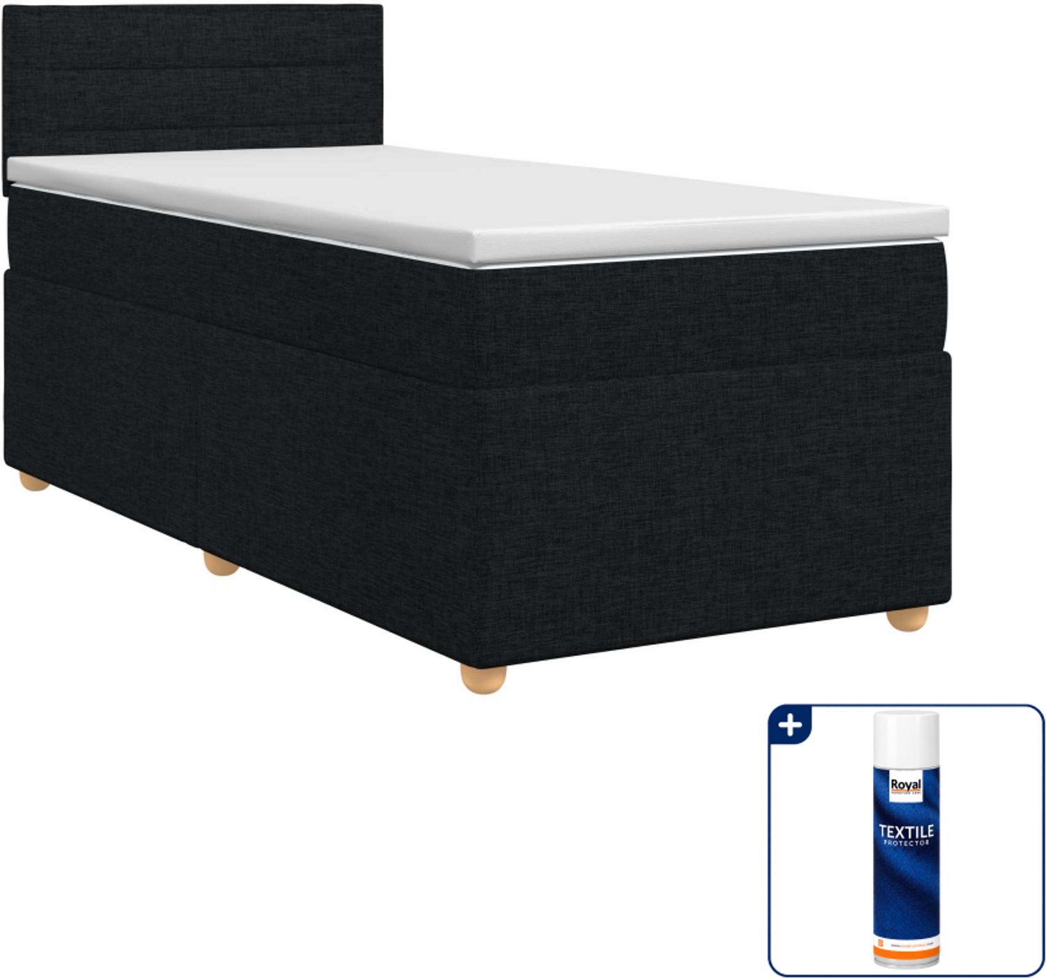 vidaXL boxspringbed - 90 x 200 cm - zwart - Inclusief textielbeschermer 500 ml
