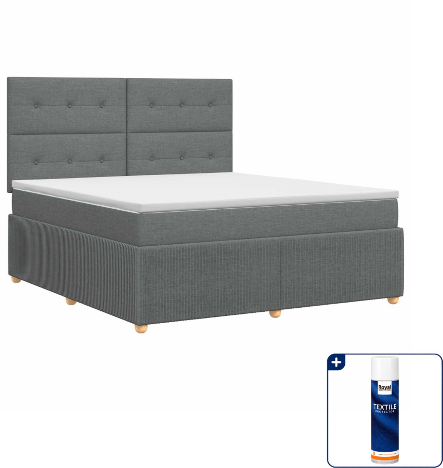 vidaXL boxspringbed - Small double 140 x 200 cm - donkergrijs - Inclusief textielbeschermer 500 ml Donker Grijn
