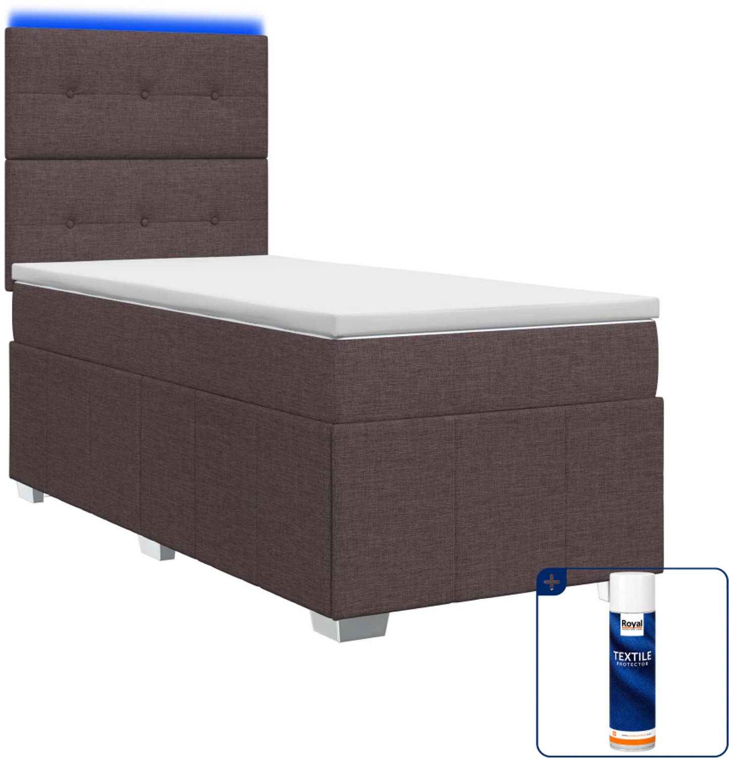 vidaXL led boxspring met matras - 100 x 200 cm - donkerbruin - Inclusief textielbeschermer 500 ml