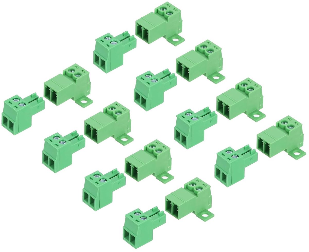 8-polige schroefaansluitset, 3,5 mm/0,14 inch, mannelijk en vrouwelijk voor PCB-montage, schroefklemmen 300 V, 8 A, groen, voor huishoudelijk elektronisch project