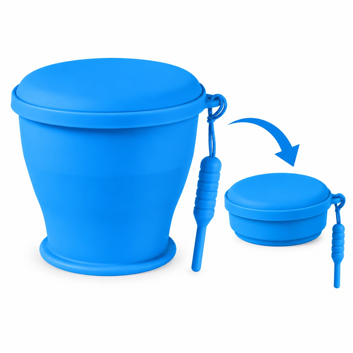 Duradis Opvouwbare Drinkbeker met Deksel – Herbruikbare Siliconen Beker – Compact voor Festival, Reizen & Camping – Sky Blue – 200 ml