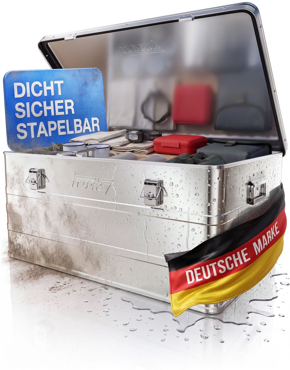 Aluminium doos met deksel – Zilveren aluminium kist – Selectie van transport-, metalen en opbergdozen – Afsluitbare metalen kist – Trucky