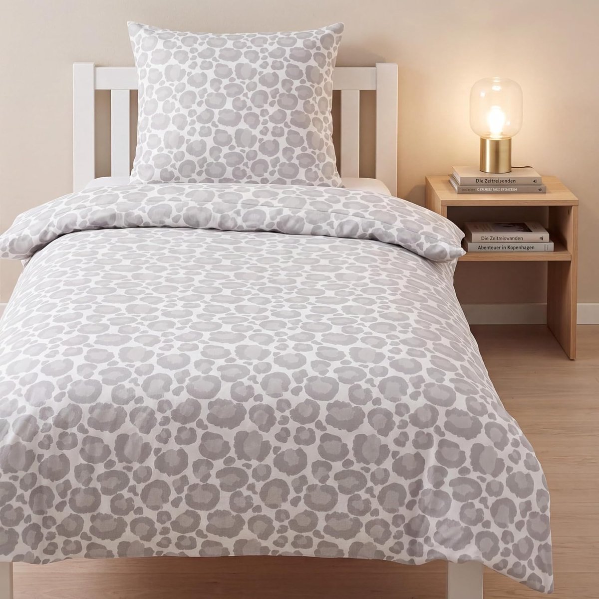 Leoprint grijs Animal beddengoed 135x200 katoen