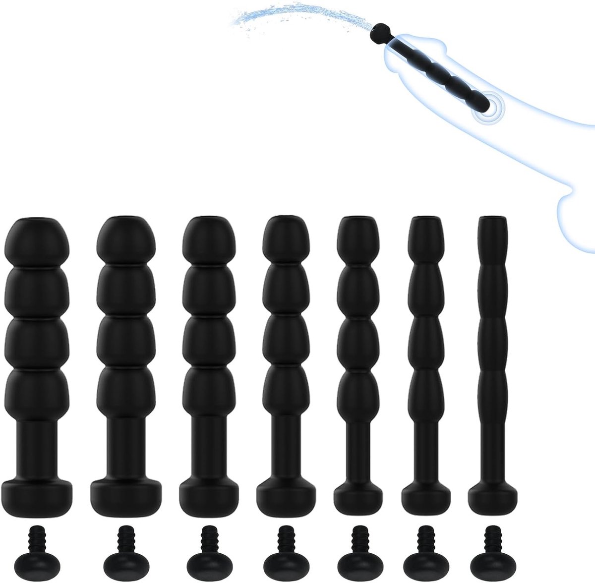 Urethral Sounds Set for Men 7pcs Hollow Penis Plug Kit Urethra Sounding Toys for Penis Stimulation Masturbation Mens Sex Toys