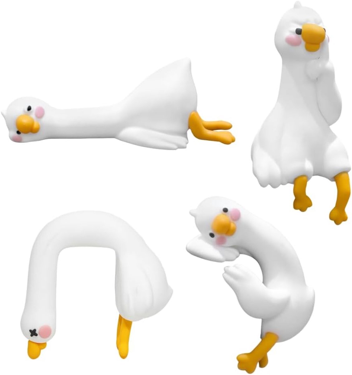Gastenfiguren, 4 stuks schattige kleine bureau- en autofiguren met groefontwerp voor kantoor, auto dashboard, decoratie, binnen en buiten