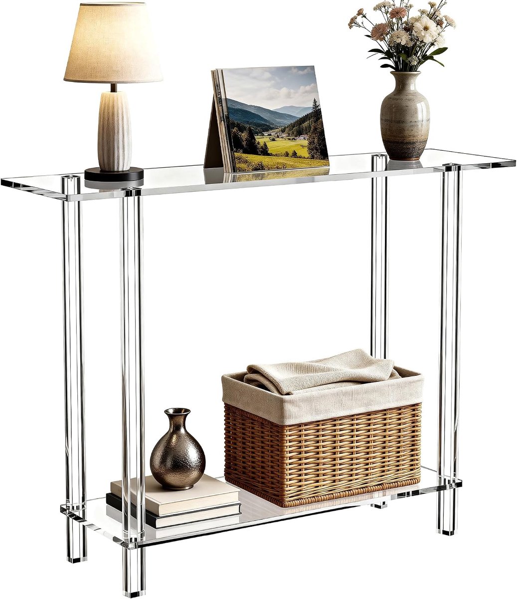 Consoletafel smal, 100 x 30 x 80 cm, transparant