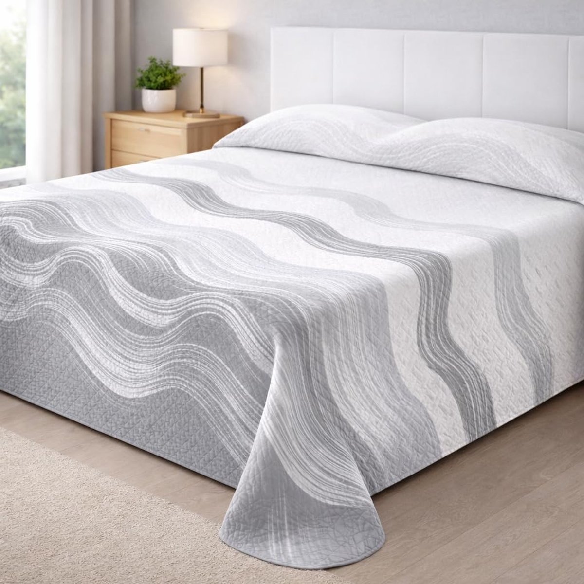 Home Paraiso - sprei voor 150 cm bed, bouti, lente, zomer, 250 x 260 cm, grijs