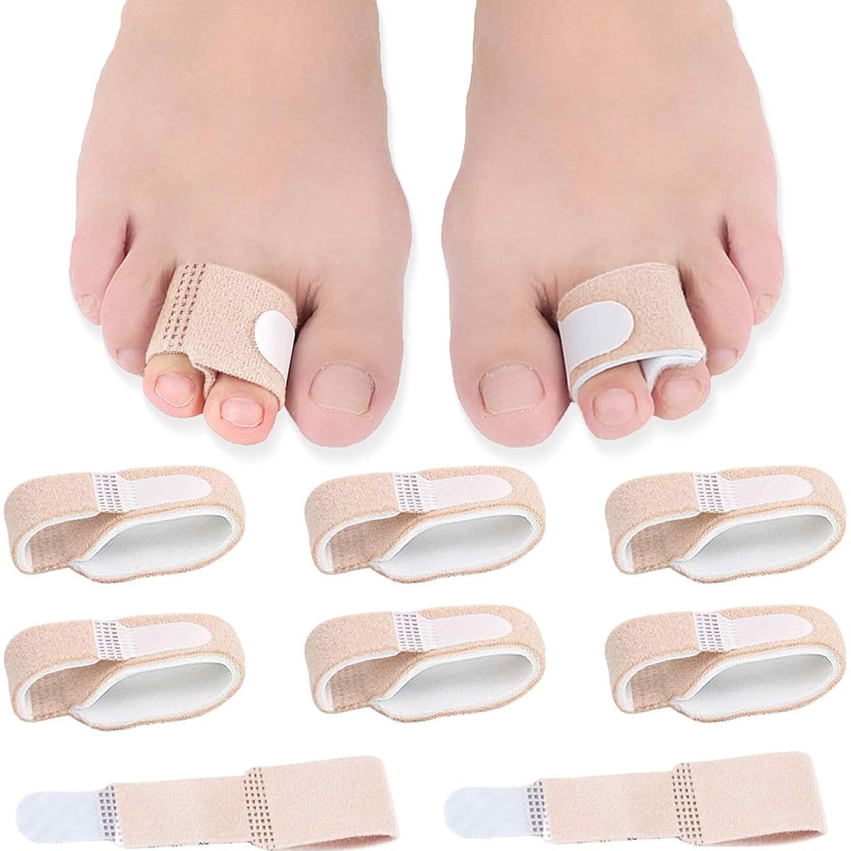 Set van 8 hamertenen-spreiders, correctoren en spalk, teenbandages voor de hamertenen, gebroken, kromme en overlappende tenen