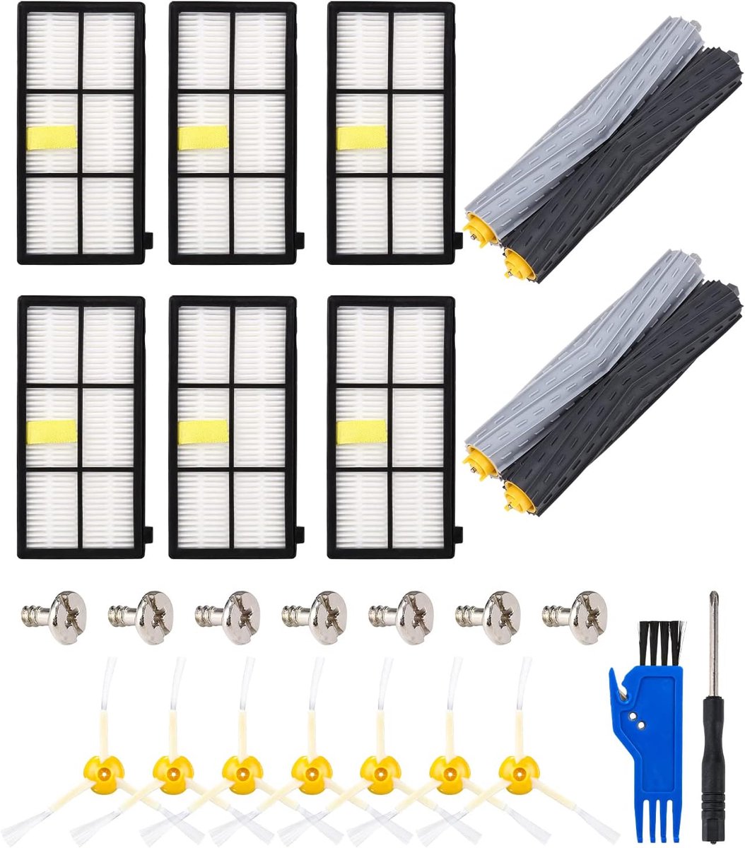 Accessoireset voor Roomba serie 800 900, borstels reserveonderdelen 896 895 890 880 870 990 980 976 900 stofzuiger, 2 sets rolborstels, 6 filters, 7 zijborstels