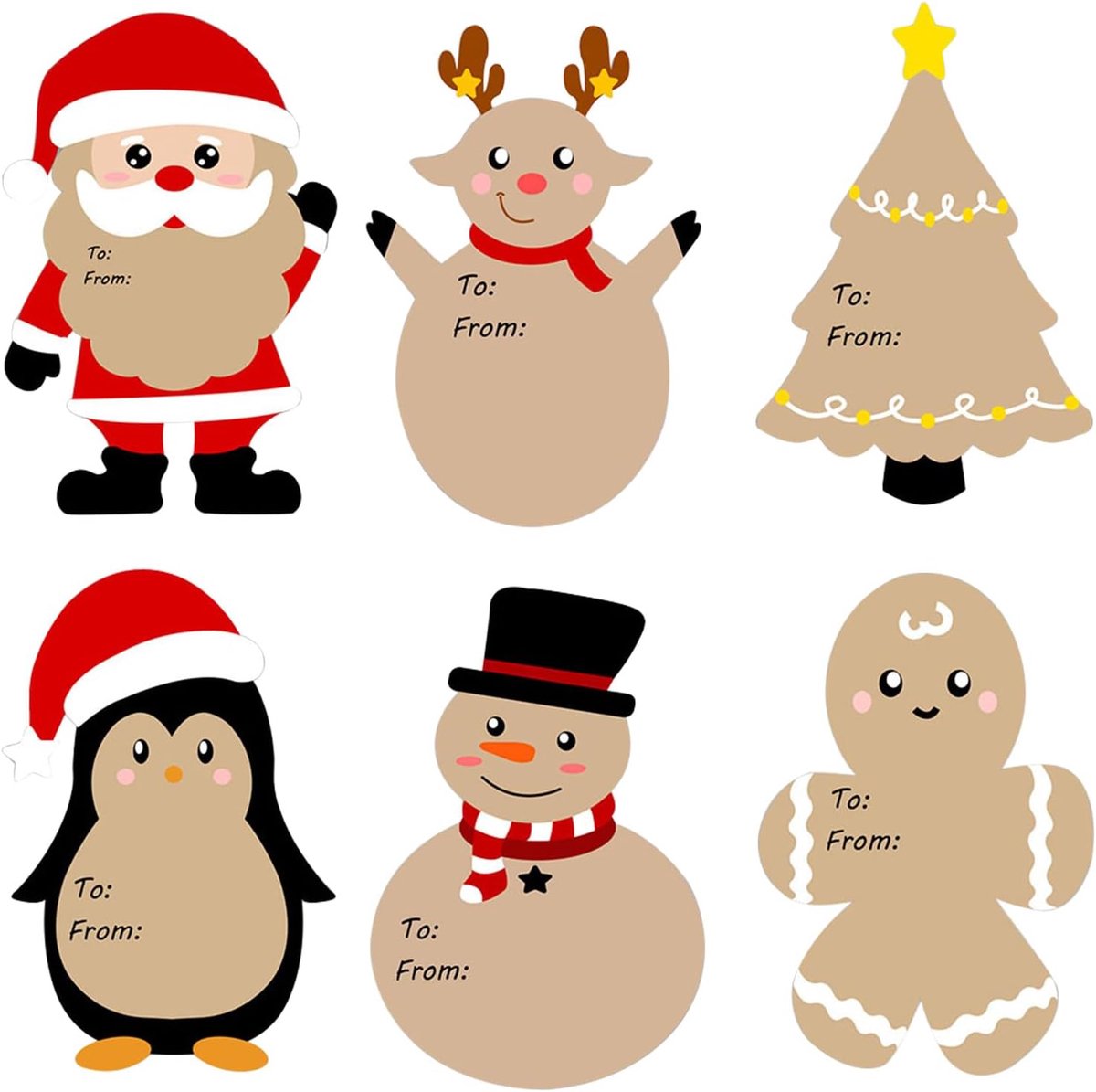 96 stuks kerststickers, cadeaulabels, kerstlabels voor geschenken, zelfklevende kerstlabels voor kerstcadeaus, cadeaudozen, decoratie, papieren labelstickers, 5 x 7,5 cm