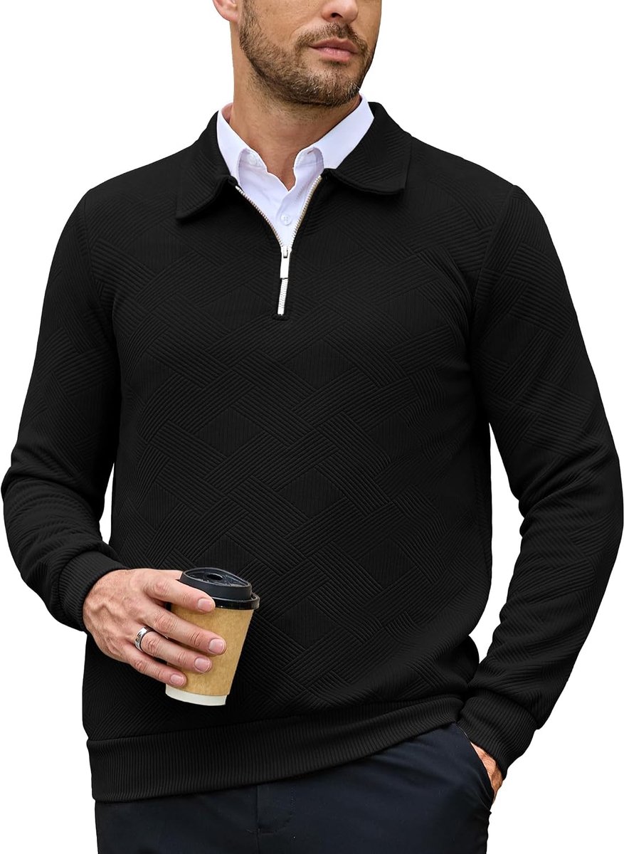 Herensweatshirt met ritssluiting, opstaande kraag, zonder capuchon