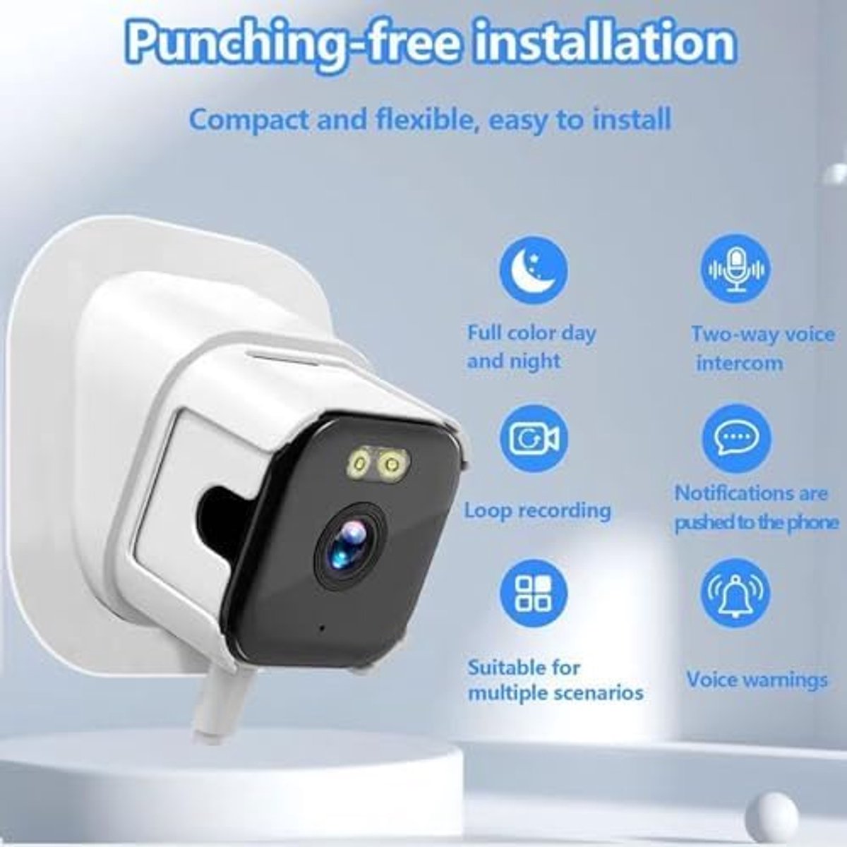 2K Huisbeveiliging Raamcamera, AI Full Colour Nachtzicht Anti-glare en PIR Persoon Bewegingsdetectie Binnencamera, 2.4G 5G WiFi voor Thuis