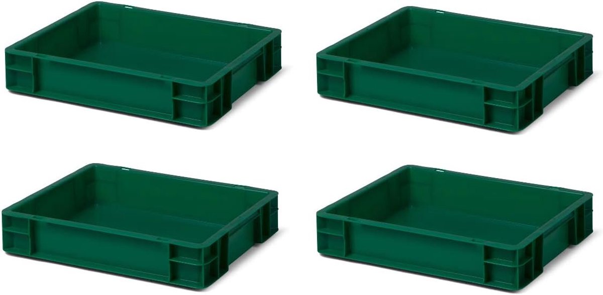 4 stuks transportstapelbakken TK450-0 groen, lxbxh 400x300x75 mm, uit PP, volume: 7 liter, echte industriële kwaliteit ook geschikt voor voedsel