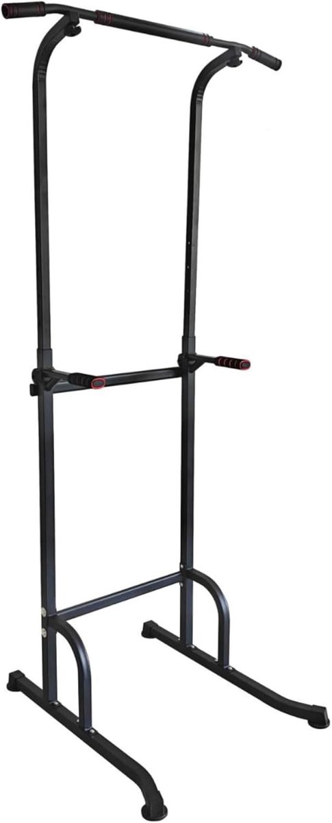 Up Station - Hoogte Verstelbare Pull Up Bar & Dip Station - Multifunctioneel Krachtstation voor Krachttraining - Roestvrij Staal - Zwart