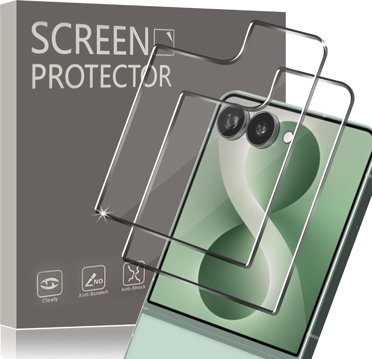 2 stuks Gehard Glas voor Samsung Galaxy Z Flip 8 5G – Beschermfolie voor buitenste scherm, krasbestendig, HD helder
