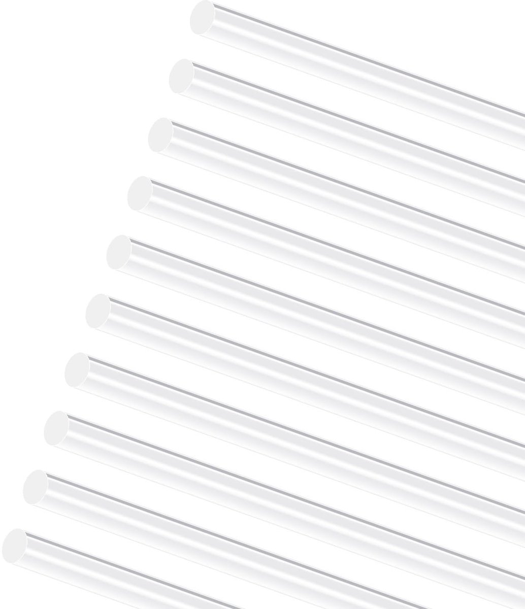 10 stuks acrylstaven, ronde staven, 8 x 300 mm, 0,3 m, HQMYKOR acryl transparante ronde staven, heldere acrylstaaf voor doe-het-zelf knutselen, verlichting, kunstcreaties, modelbouw
