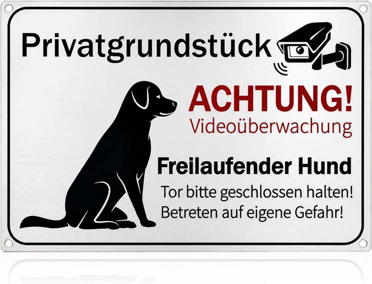 Hond en videobewaking aluminium waarschuwingsbord
