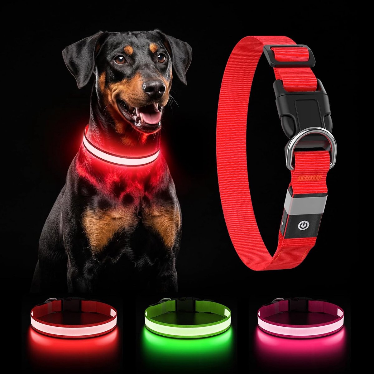 Halsband hond, led-hondenhalsband, oplaadbaar, USB-C