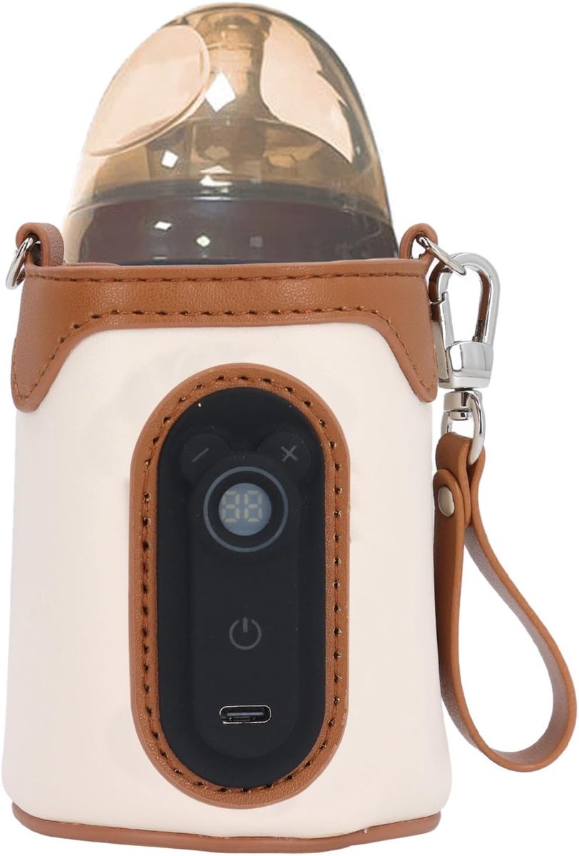 Flessenwarmer, Flessenwarmer USB Aangedreven 26 Versnellingen Temperatuur Verstelbare Draagbare Flessenmelkverwarmer Reisflessenwarmer voor Thuis Familie Reizen (L)
