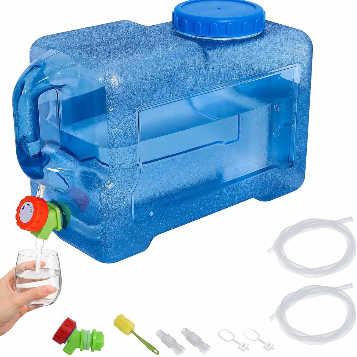 Waterjerrycan met kraan, camping-waterreservoir met handgrepen, waterdispenser, draagbare drinkwaterjerrycan voor outdoor, reizen, wandelen, caravan, picknick, camping