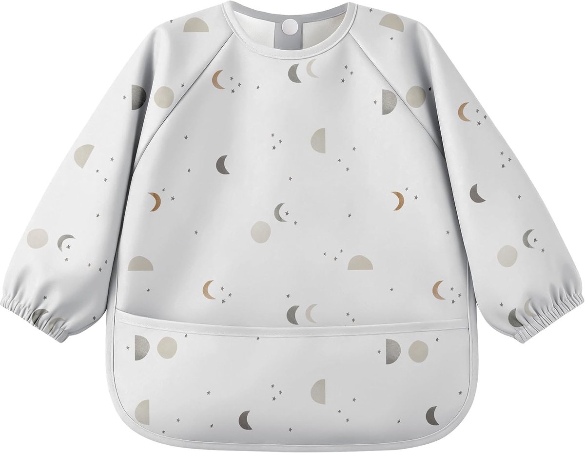 Slabbetje voor borstvoeding met lange mouwen & BLW, babyslabbetje met mouwen, zacht en huidvriendelijk materiaal, slabbetje voor borstvoeding voor baby's (grijs