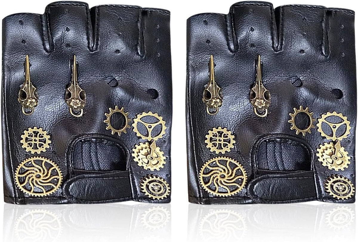 Handschoenen, zwarte halve vingerhandschoenen, herenhandschoenen, leren herenhandschoenen, fietsen, verdikte handschoenen, retro handschoenen, geschikt voor outdoor