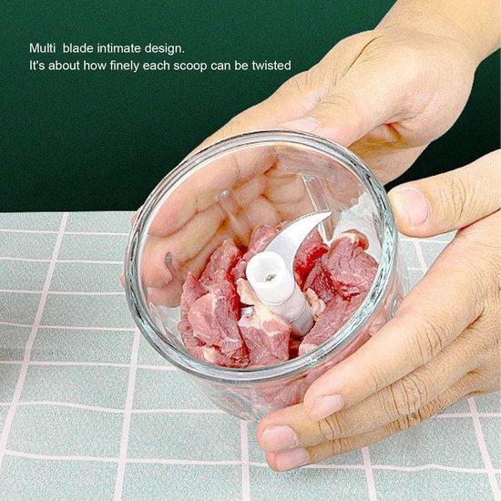 Turboblend Elektrische hakmolen met USB-aansluiting, 100 ml, compact en draagbaar, voor babyvoeding, chili, uien, noten, knoflook, mixer en keukenmachine (groen) — afbeelding 3